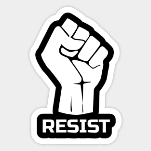 Resist with fist 1 - in white Sticker